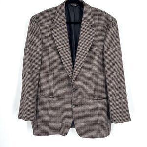Vintage Vito Rufolo Silk Wool Sport Coat Blazer size 43E brown herringbone plaid